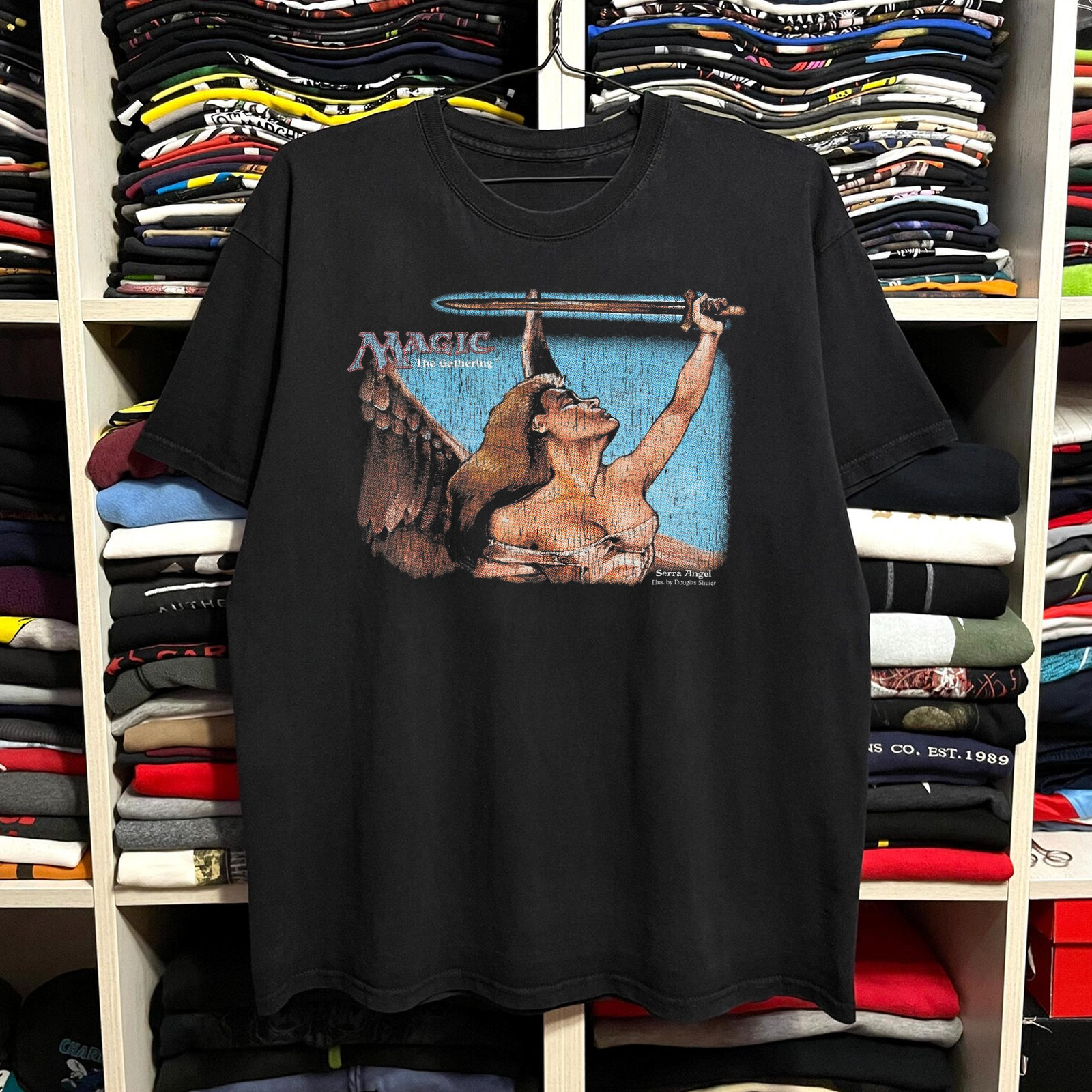 Rare Magic Serra Angel Washed T-Shirt Black L