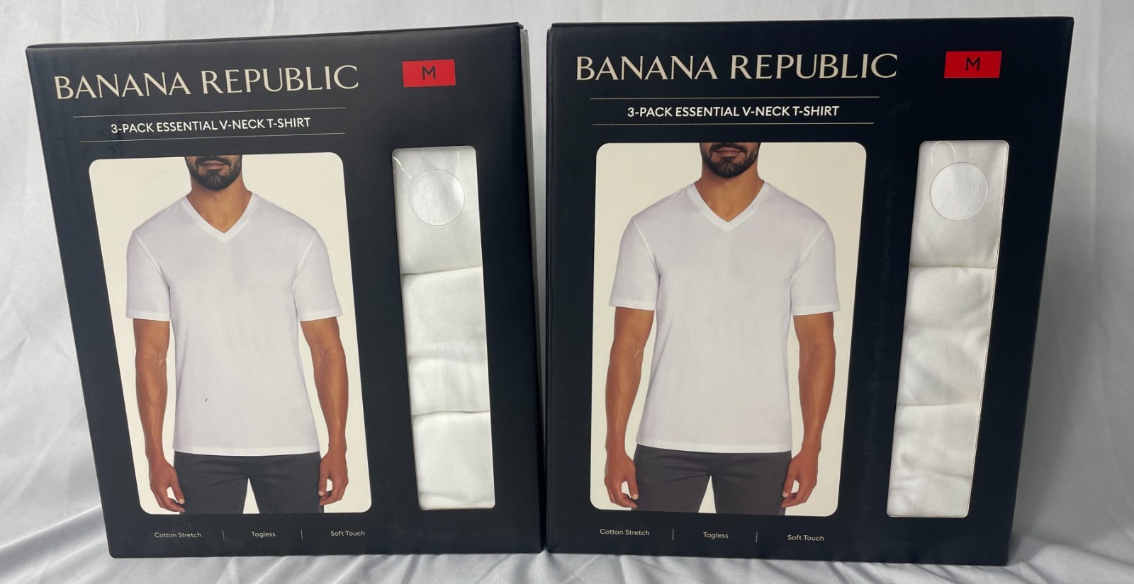 Banana Republic Men’s White V-Neck Tees 6-pack Pick Size Medium, Large OR XL NWT