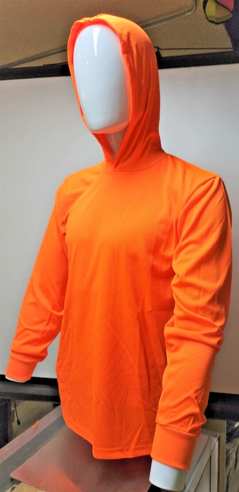 Hi Vis Long Sleeve Safety Shirt With Hoodie, Quick Dry Polyester Birdeye mesh