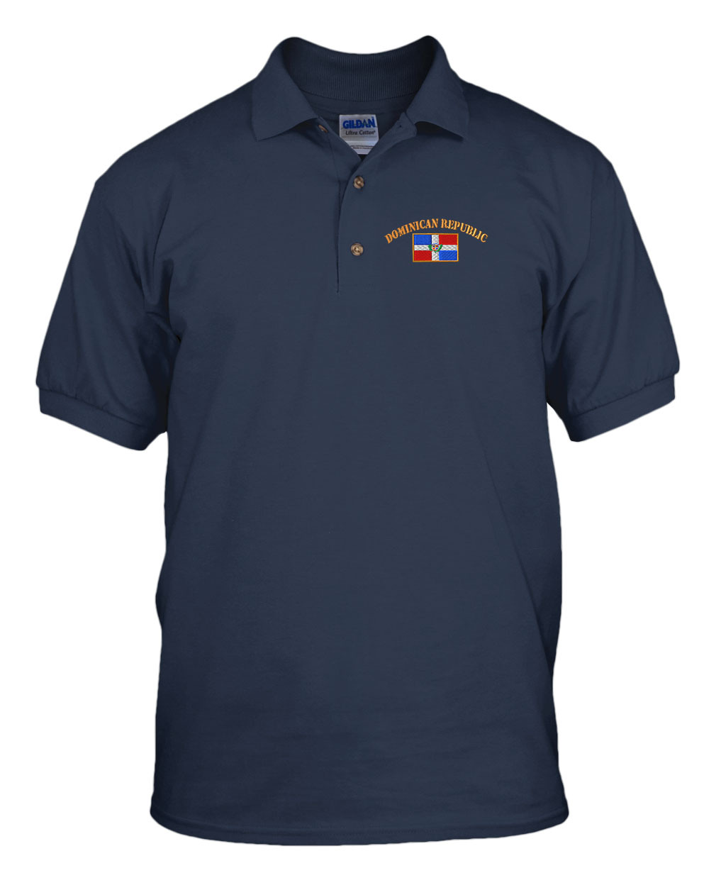 DOMINICAN REPUBLIC FLAG Embroidery Embroidered Golf Polo Shirt