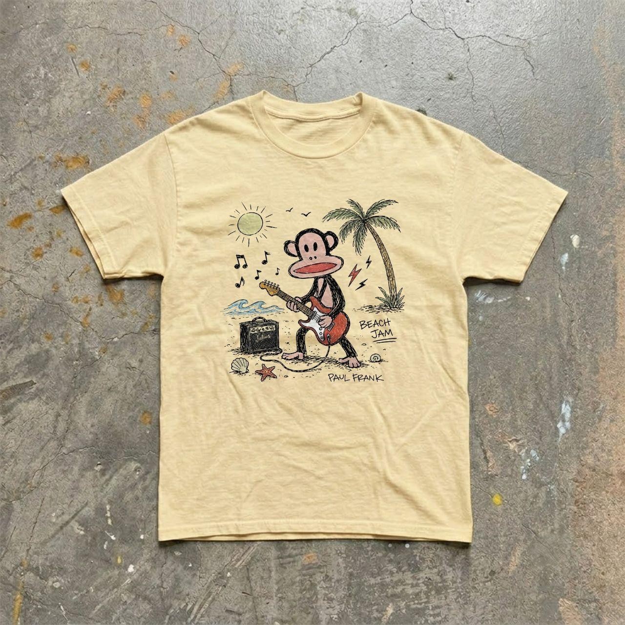 Paul & Julius Monkey Playing Guitar Graphic Tee Cartoon T-Shirt