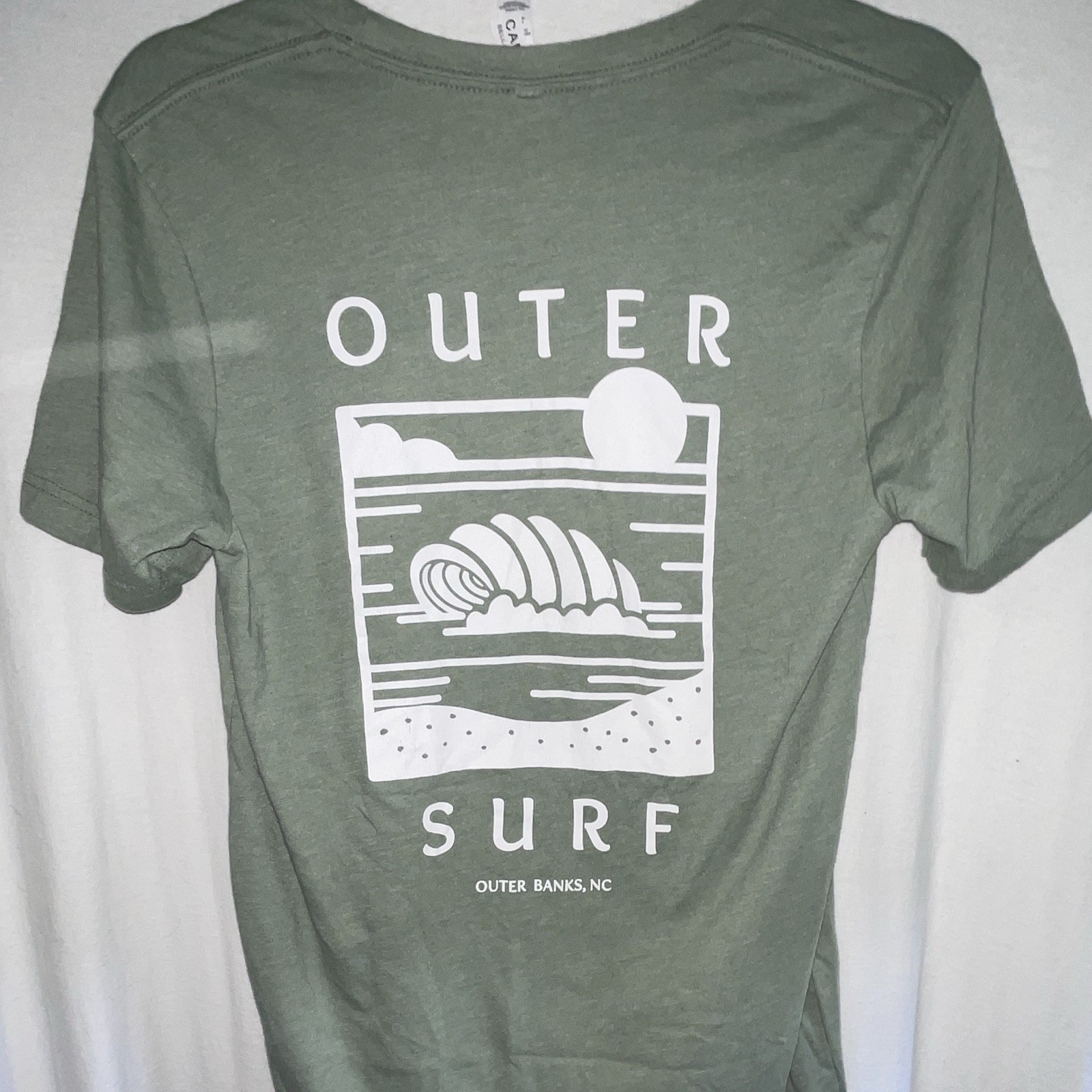 Bella + Canvas Double-Sided Outer Surf OS Green Graphic Crew Neck T-Shirt S