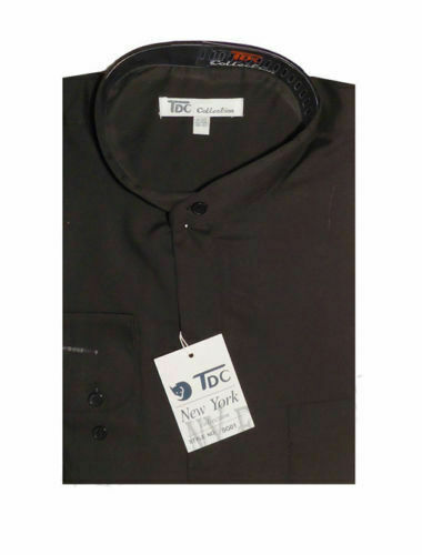 Mens’ Mandarin Collar (Banded Collar) Dress Shirt by TDC Collection