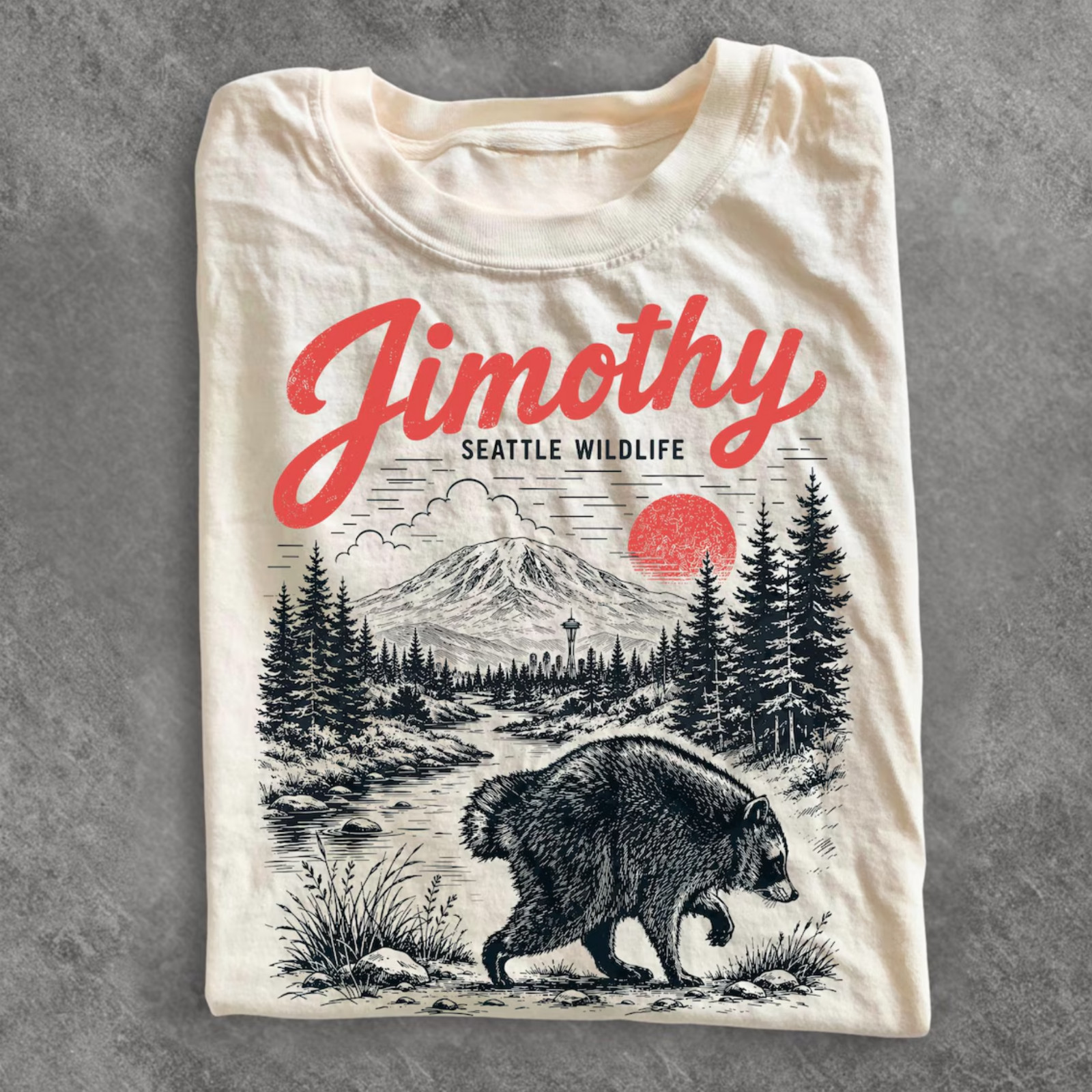 Jimothy Raccoon Shirt Seattle Wildlife Trash Panda PNW Vintage Nature Tee(S-5XL)