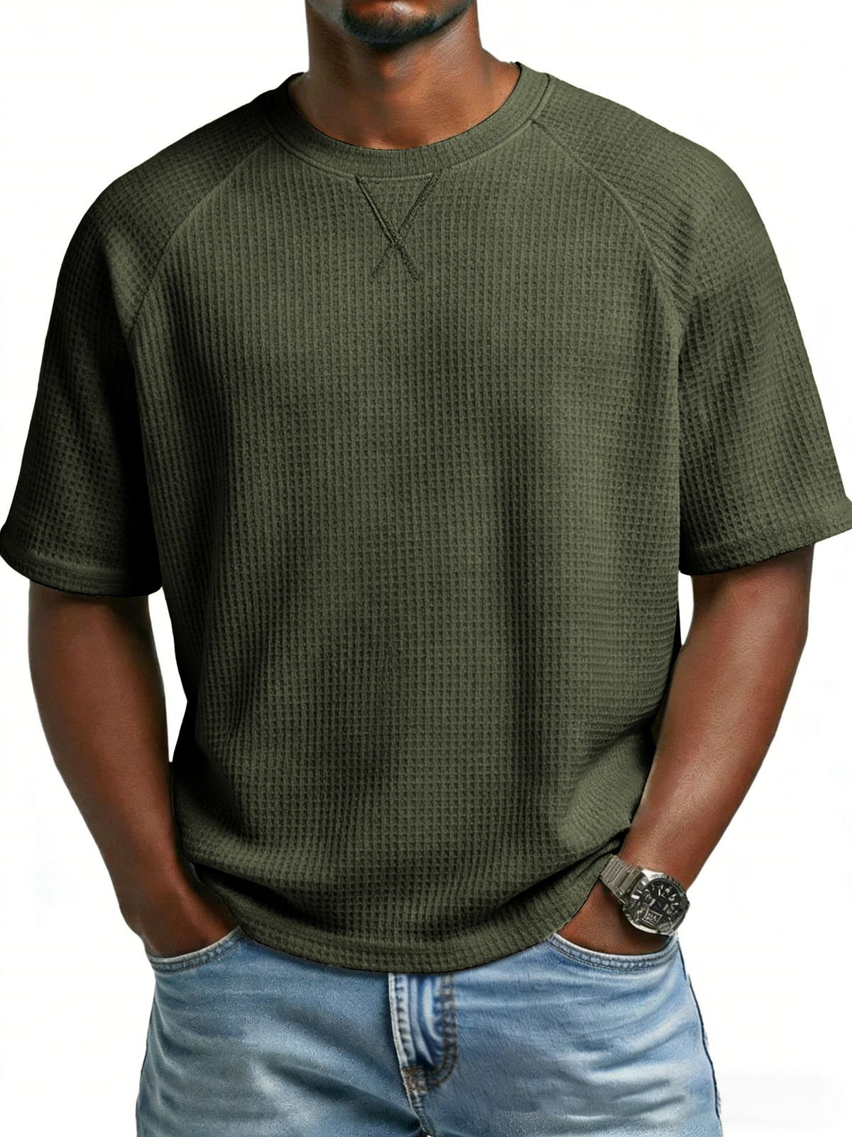 Spring Summer Knit Raglan Crew Neck Tee