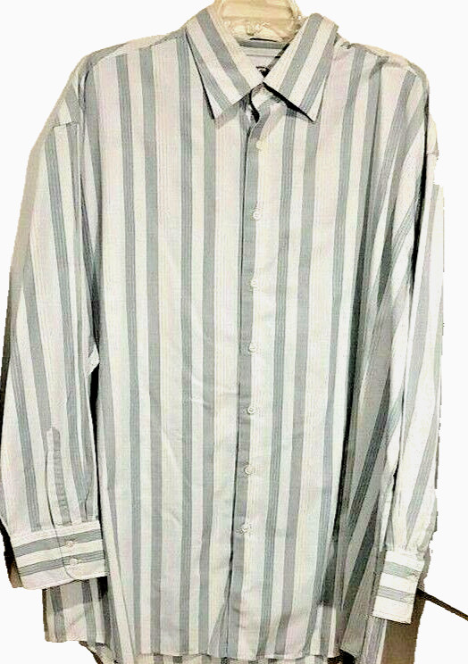 Men’s 3XLT Pavo Blue Striped Button-down shirt – 100% Cotton