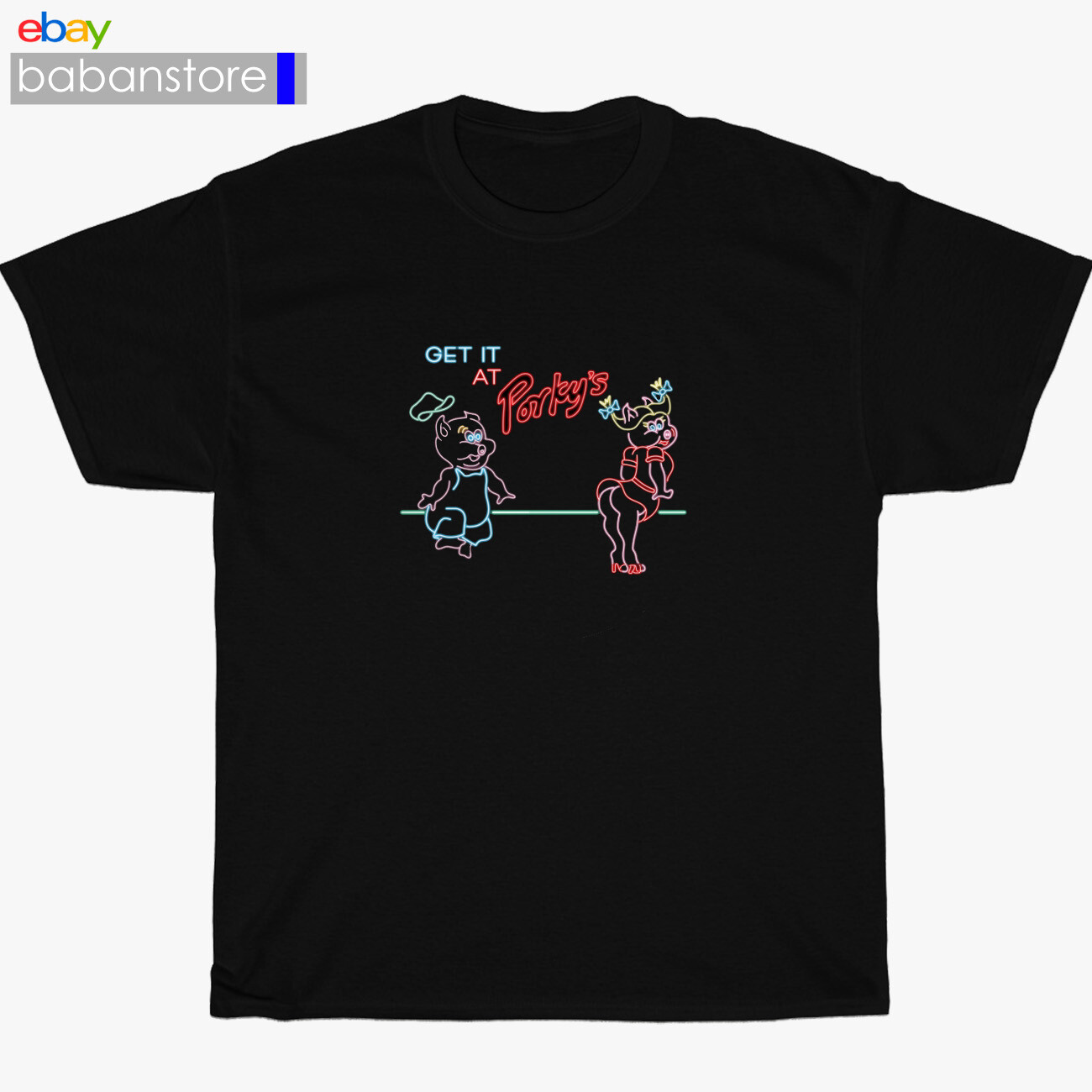New Get It At Porky’s Comedy Logo Black/White/Grey/Navy T-Shirt Size S-5XL