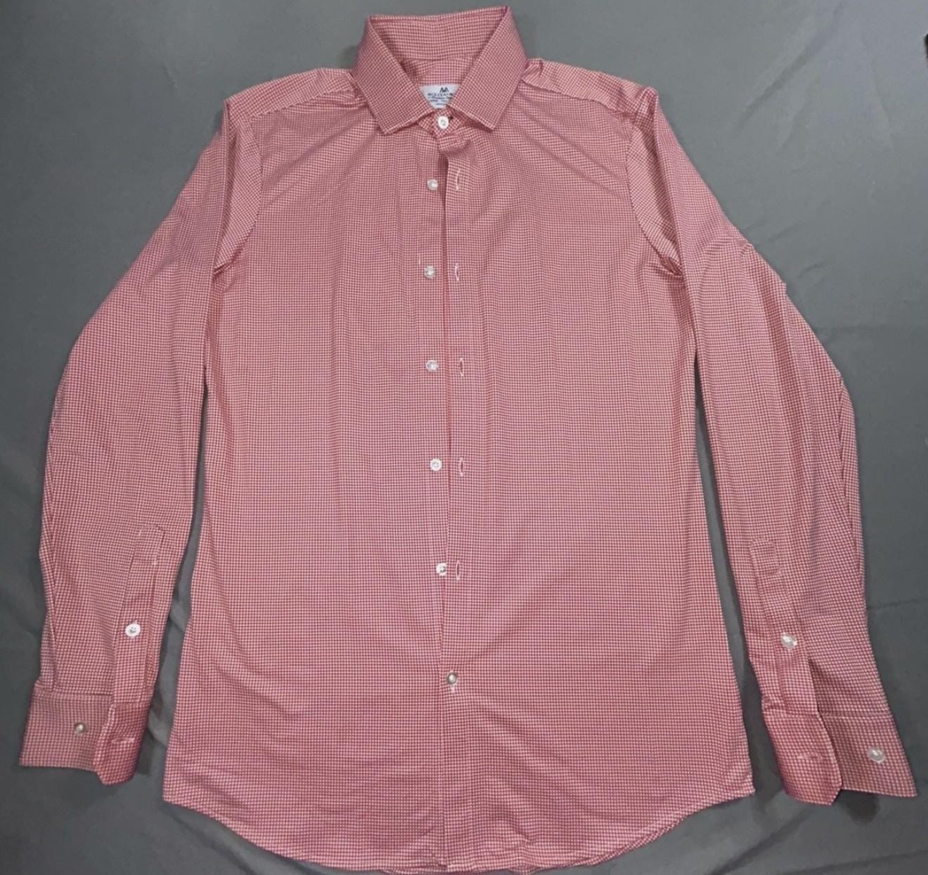 Mizzen+Main Dress Shirt Mens Large Tall Red Gingham Trim Fit American Made