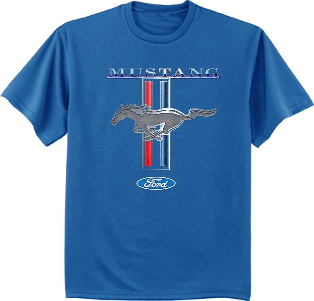 Men’s t-shirt Ford Mustang pony tri bar ford racing mopar tee shirt for men blue