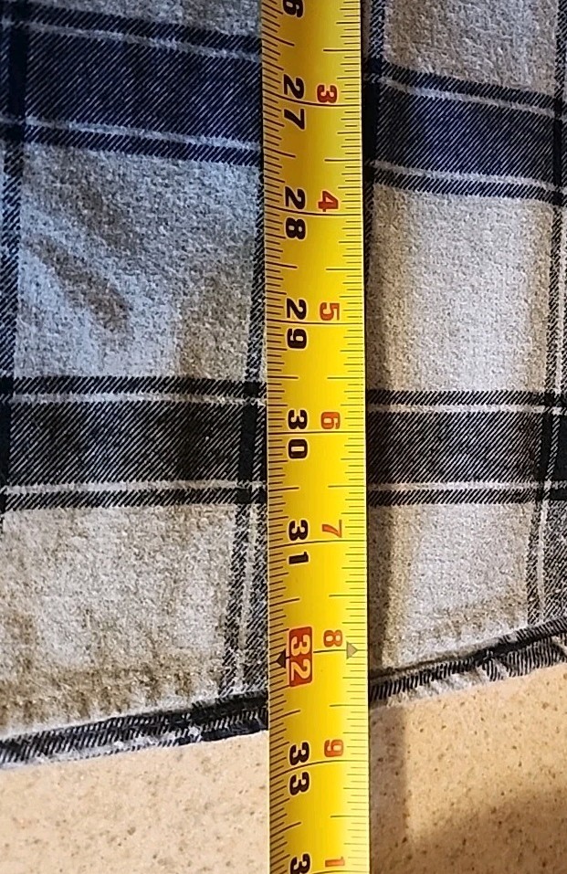 Dip 2xl Tall Flannel Gray Black Plaid Men’s Shirt Long Sleeve C 26 in x L 30 in