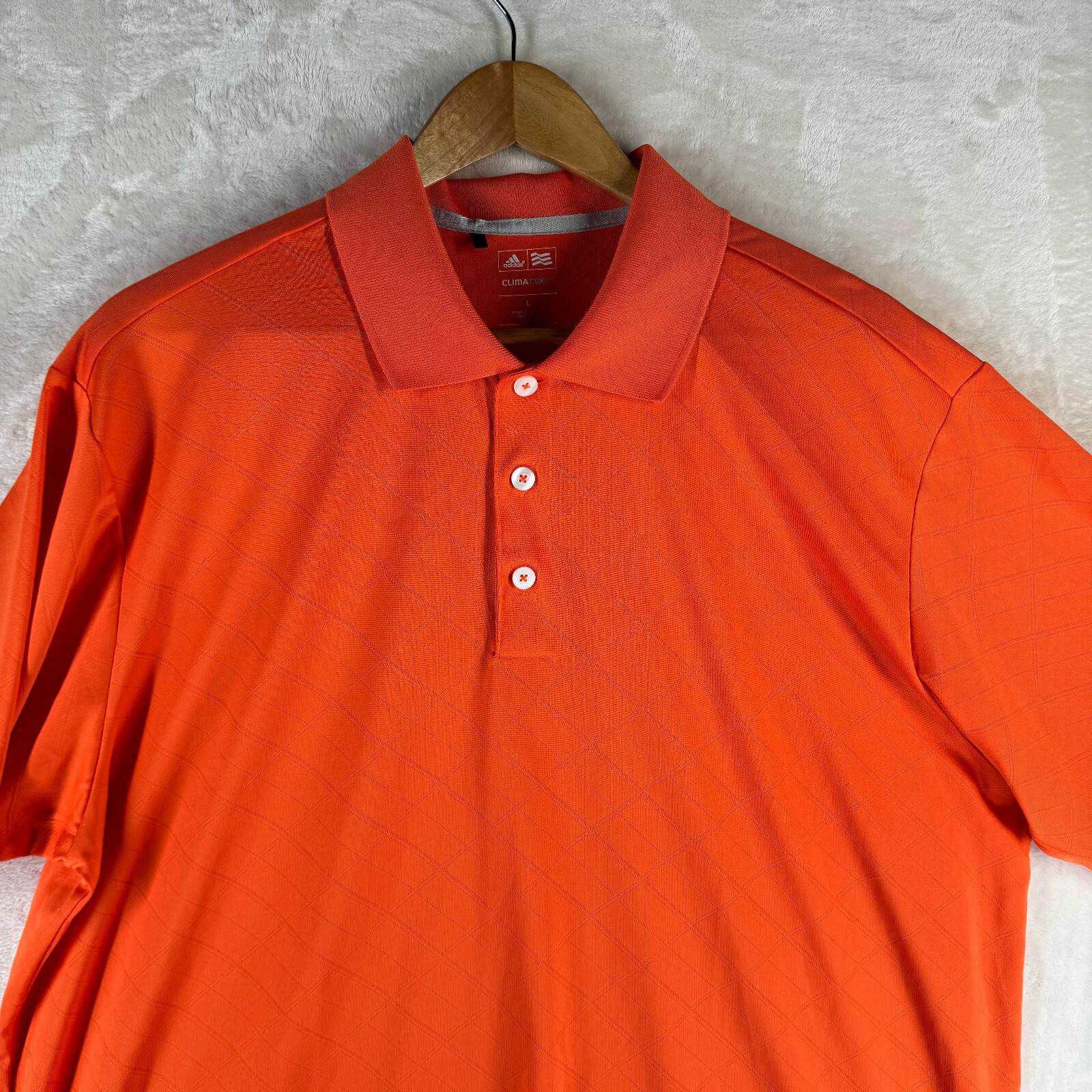Adidas Golf Climacool Men’s Size L Solid Orange Stretch Athletic Polo Shirt