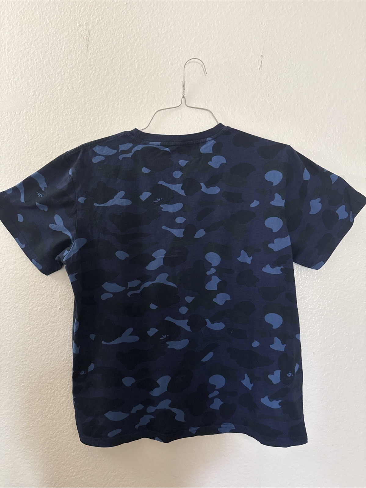 A Bathing Ape Men’s PSG Blue Camouflage Cotton Jersey T-Shirt Crew Neck XXL