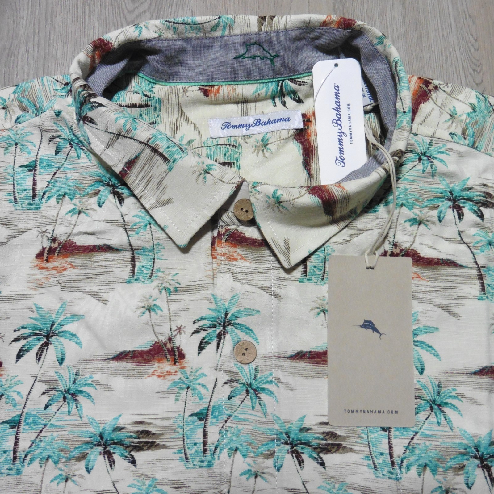 TOMMY BAHAMA Mens 3XLT 3XL TALL HAWAIIAN SHIRT SILK OCEANIC OASIS CAMP VETIFER