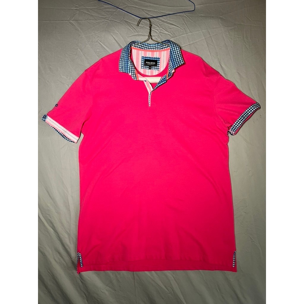 Maceoo Mens Hot Pink Polo Shirt Short Sleeve Contrast Trim Size 7 3XL