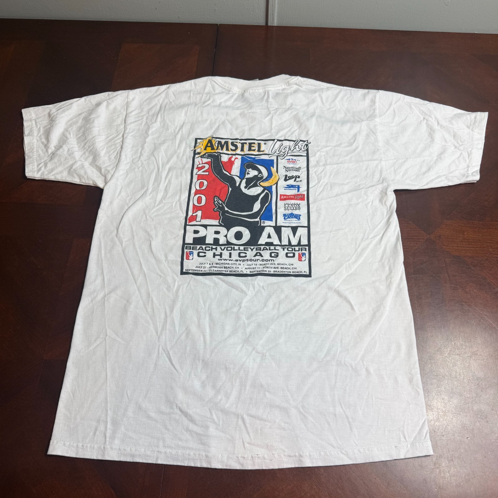 VTG 2001 Pro Am Beach Volleyball Tour Chicago Jerzees T Shirt LG Amstel Light
