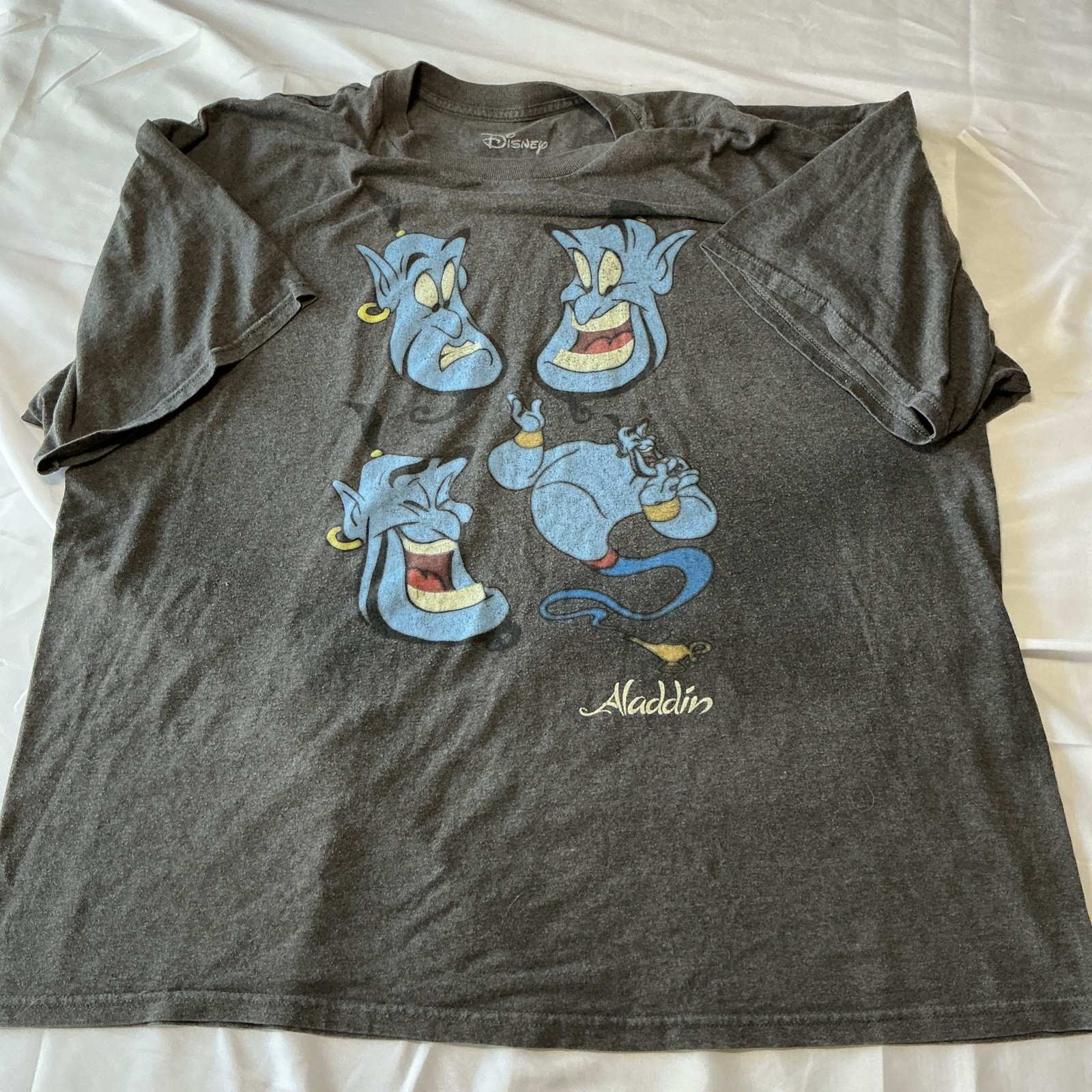 Disney Aladdin Genie Making Faces Emotion Shirt Men’s 3XL Grey