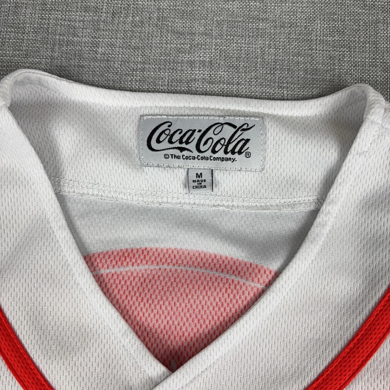 Coca-Cola Shirt Mens Medium White Short Sleeve Baseball Button Up Korean Graphic