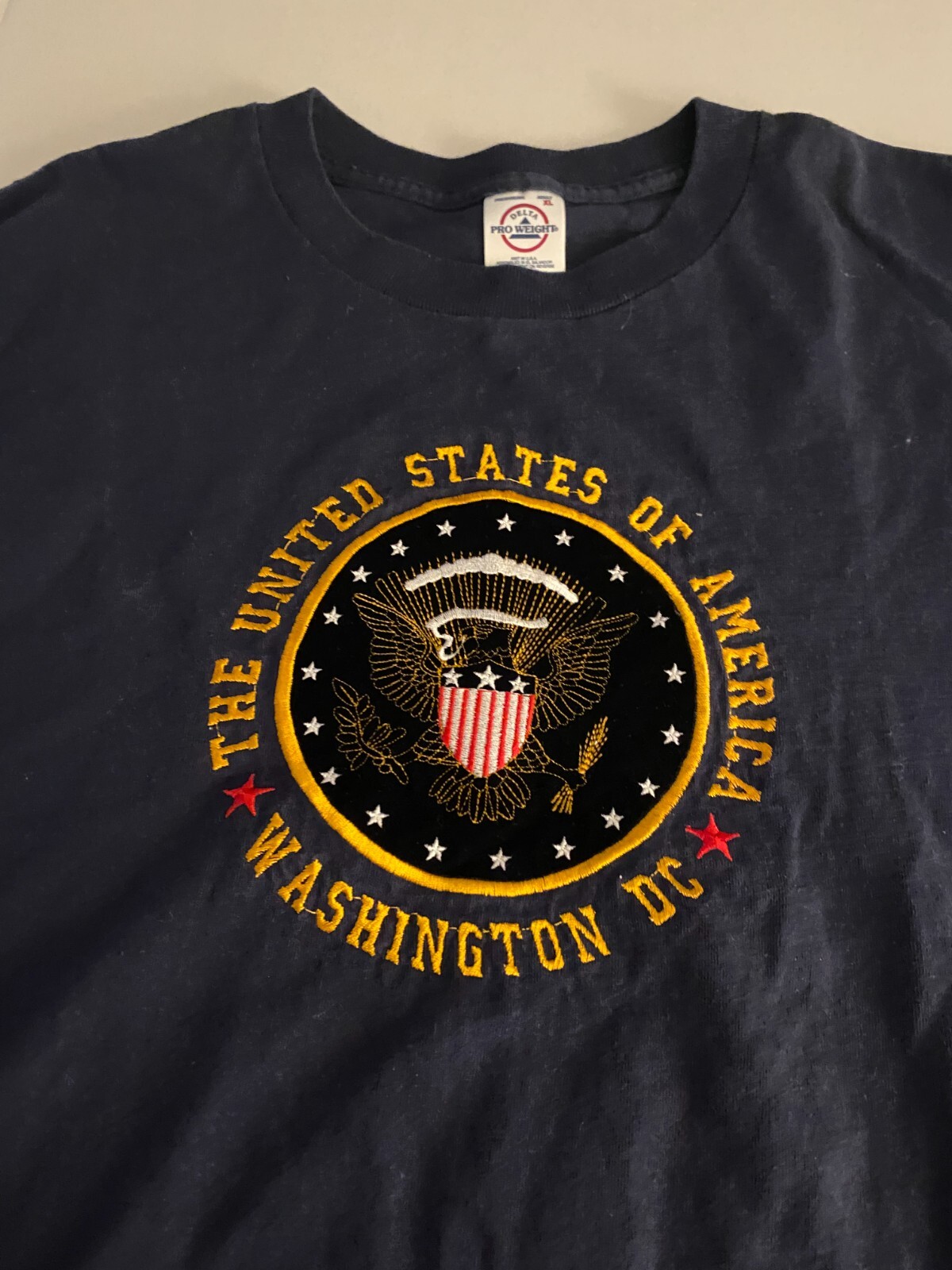 United States Of America Washington DC Embroidered Mens XL Navy Blue T-shirt