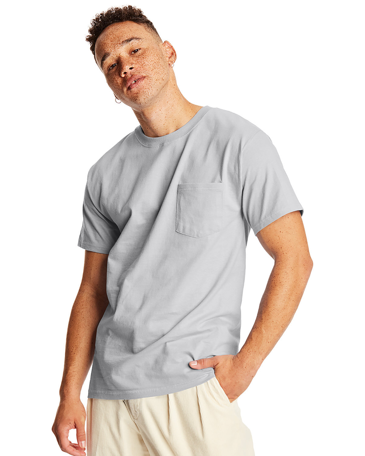 10 Pack Of Hanes 5190P Adult Stylish T Shirt Crew Neck Beefy-T Shirt With Pocket