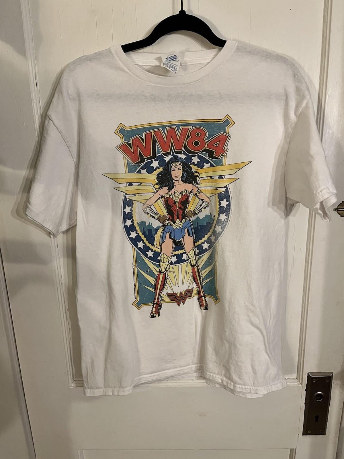 Delta Pro Weight Vintage, Men’s Large WW84 Wonder Woman White T-Shirt. Unisex