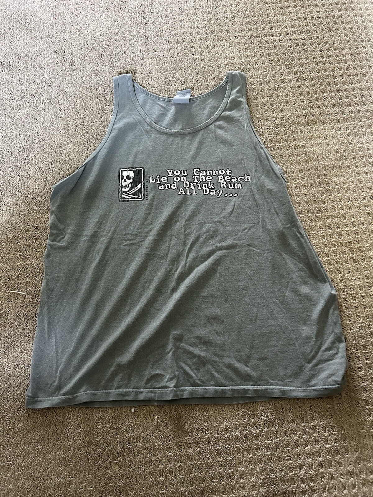 Vintage Skull Tank Top Anvil Size XL Rum Funny Humor Island Y2K Drinking