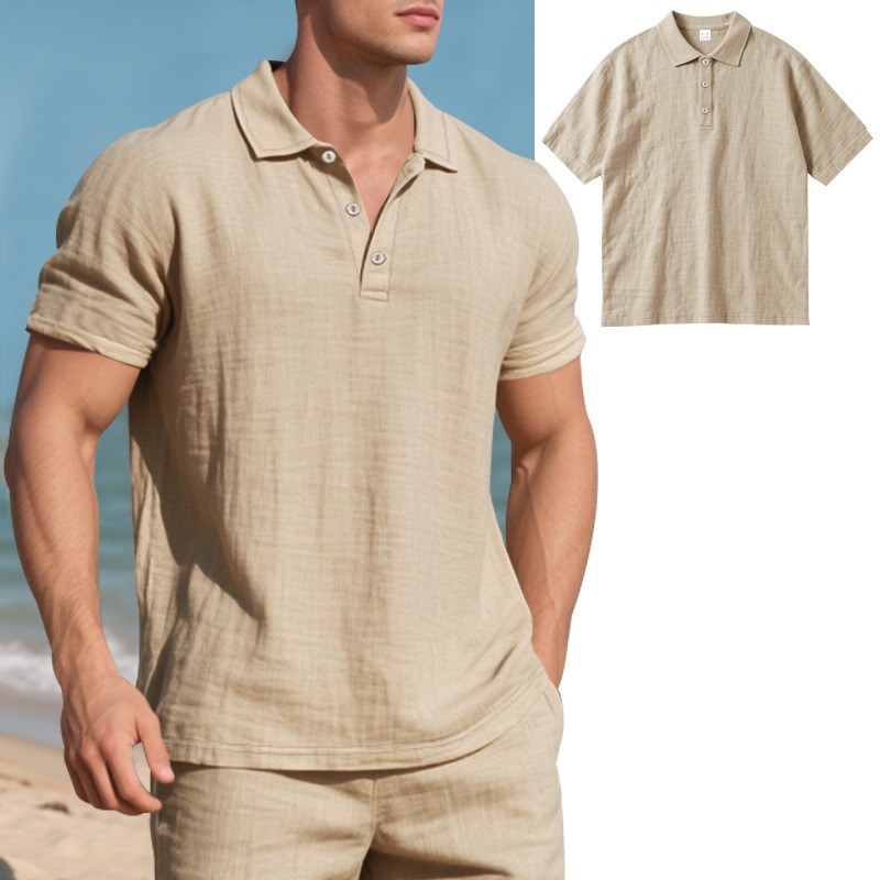 Summer Loose Breathable Button Collar Short Sleeve Polo