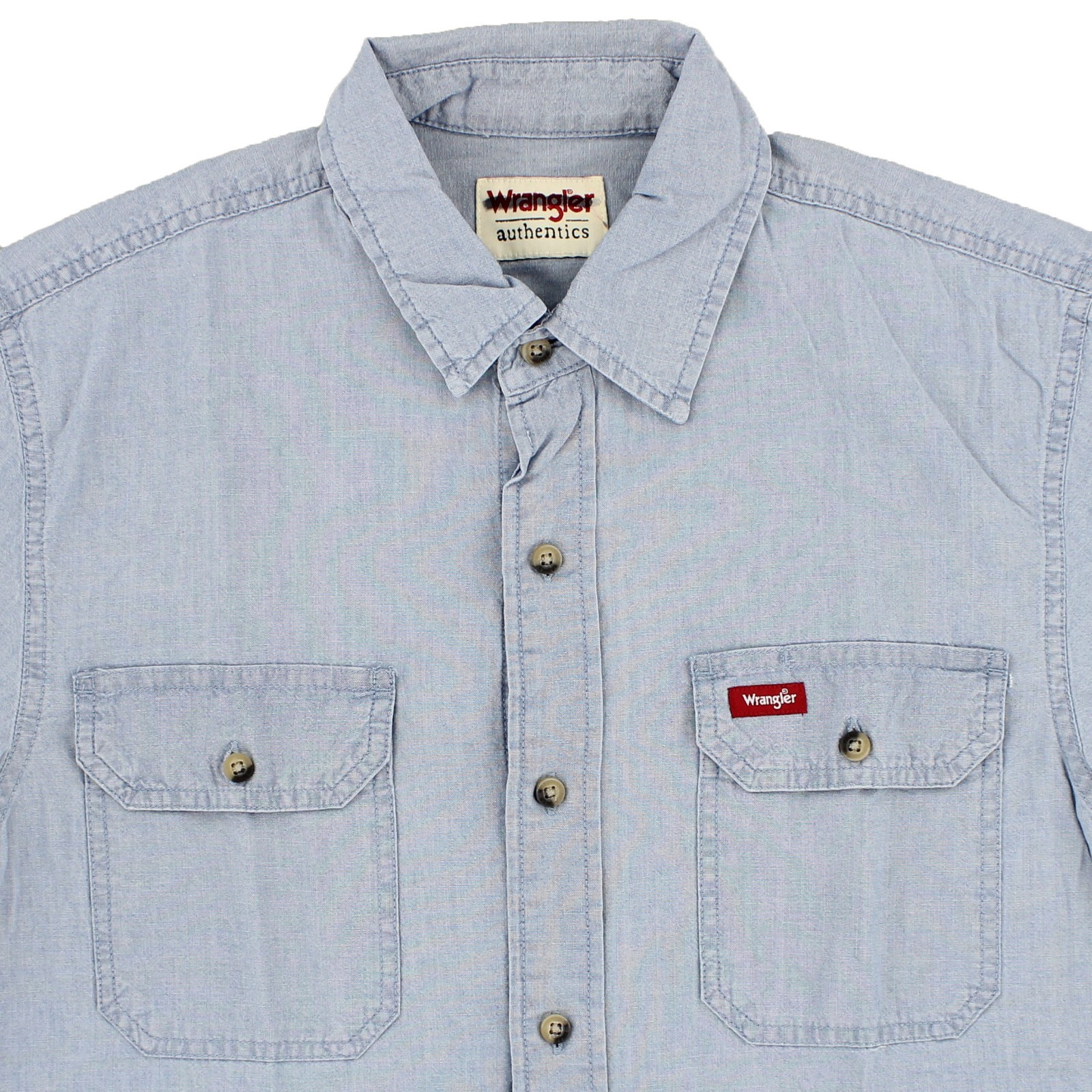 Wrangler Authentic Men’s Shirt Button-up Short Sleeve, 2-Button Down Pockets
