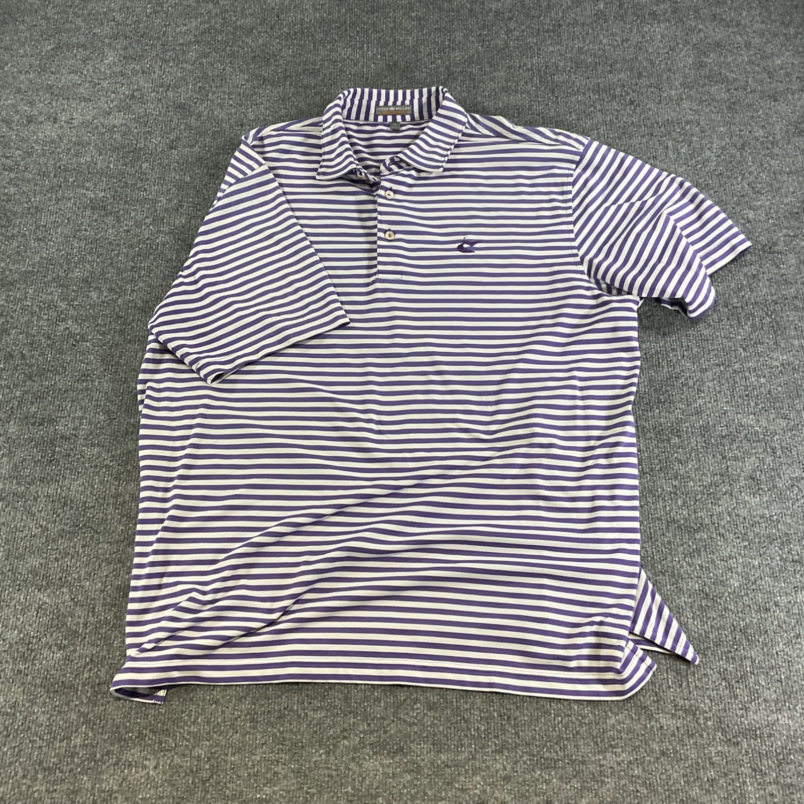 Peter Millar Summer Comfort Polo Shirt XL Purple White Stripe Crown Sport Logo