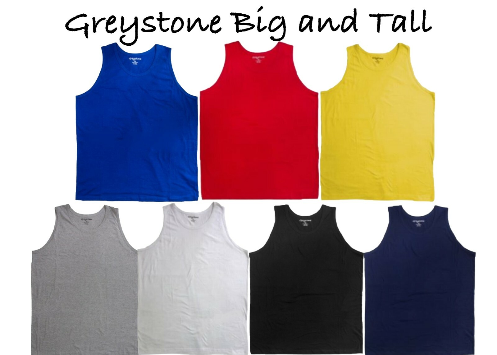 Greystone BIG and TALL Sleeveless Tank Top Wife Beater A-Shirt 4X 5X 6X 7X 8X