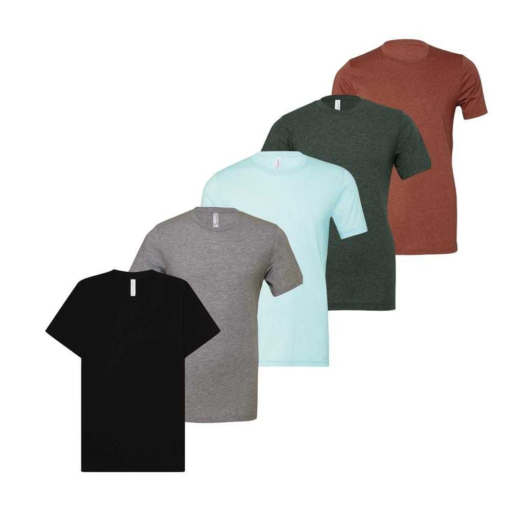 5 Pack Bella Canvas Mens Heather T Shirts Short Sleeve Crew Neck Tees Large C9