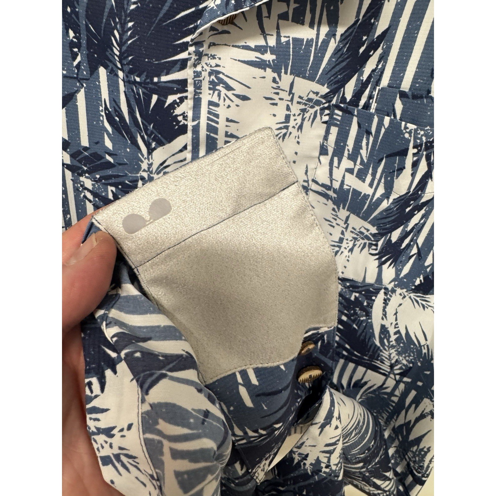 Coolibar Mens XXL UPF 50+ Sun Protection Shirt Navy Tropical Palm Button Down