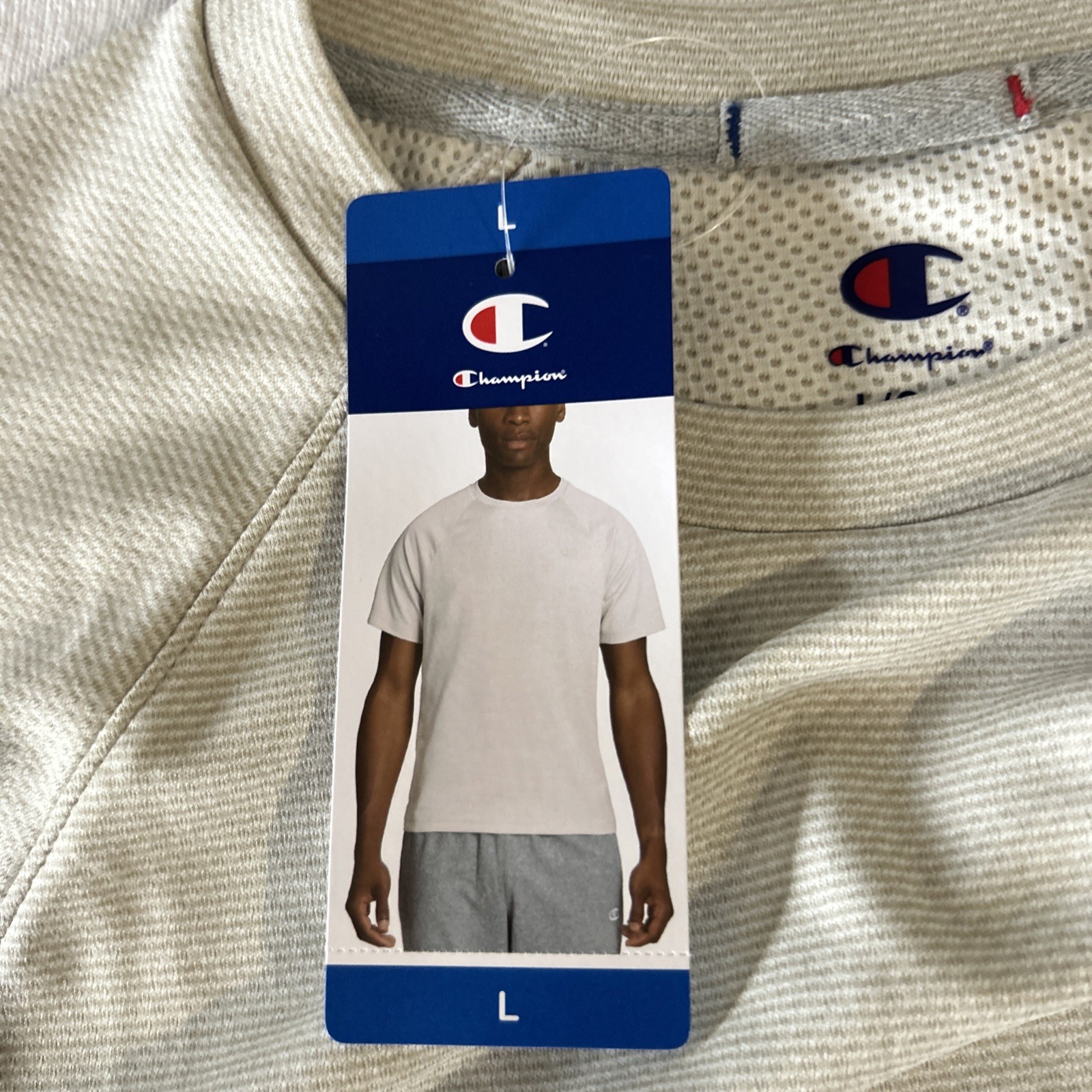 Champion Men’s Crewneck Short Sleeve Classic Tee, Tan, Size L
