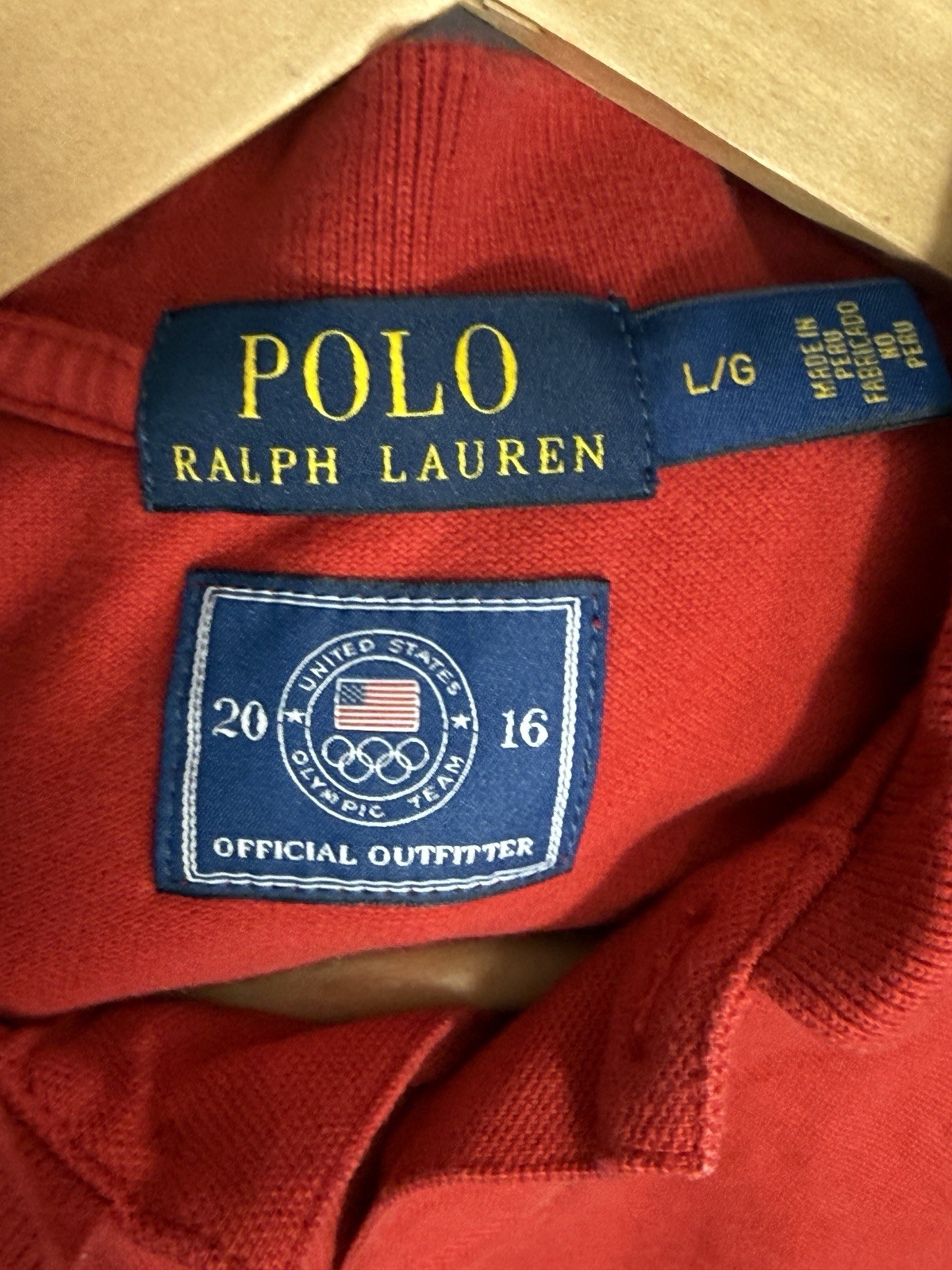 Polo Ralph Lauren Team USA 2016 Olympics Red Polo Shirt Mens L Official