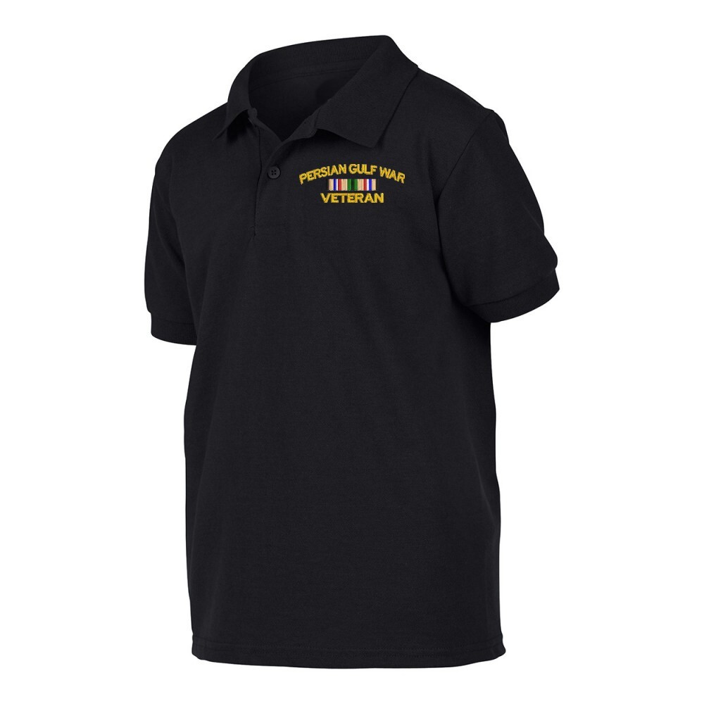 Persian Gulf war veteran embroidered black polo shirt (cotton/poly)