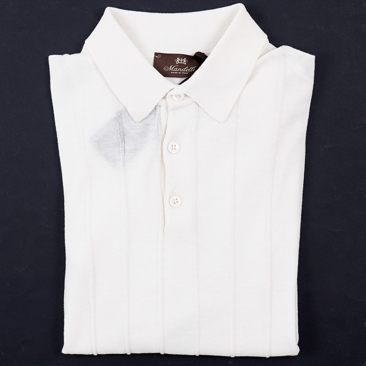 Mandelli Slim-Fit Cream Rib Knit Cotton-Silk Polo Shirt M (Eu 50) NWT Sweater