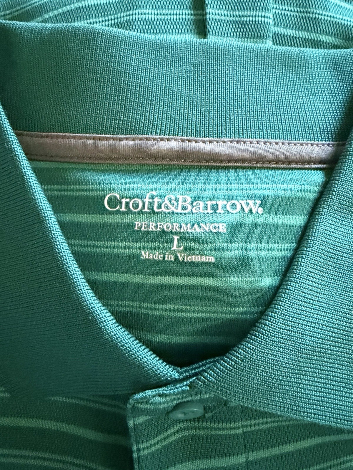 Croft & Barrow Men’s Short Sleeve 2 Tone Green Performance Polo Shirt Size Large