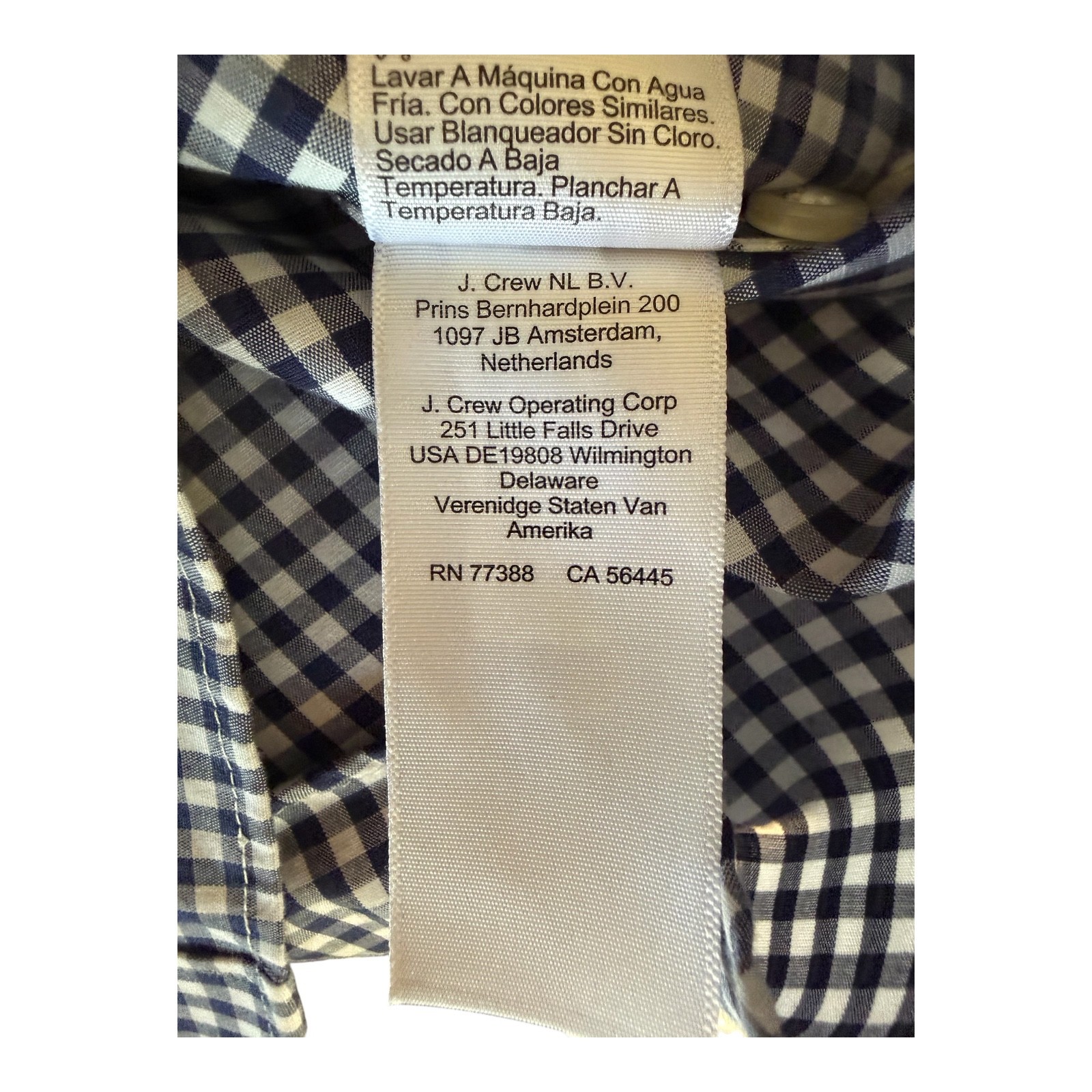 J.Crew Classic Blue White Gingham Button Down Shirt Men’s XLT Cotton