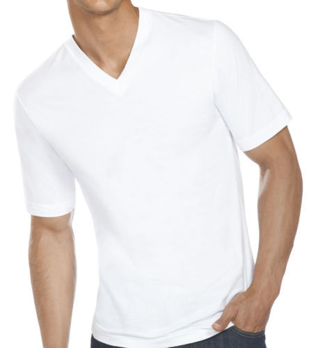 New 6 Pack Mens 100% Cotton Tagless V-Neck T-Shirts Undershirts Tee Shirts White