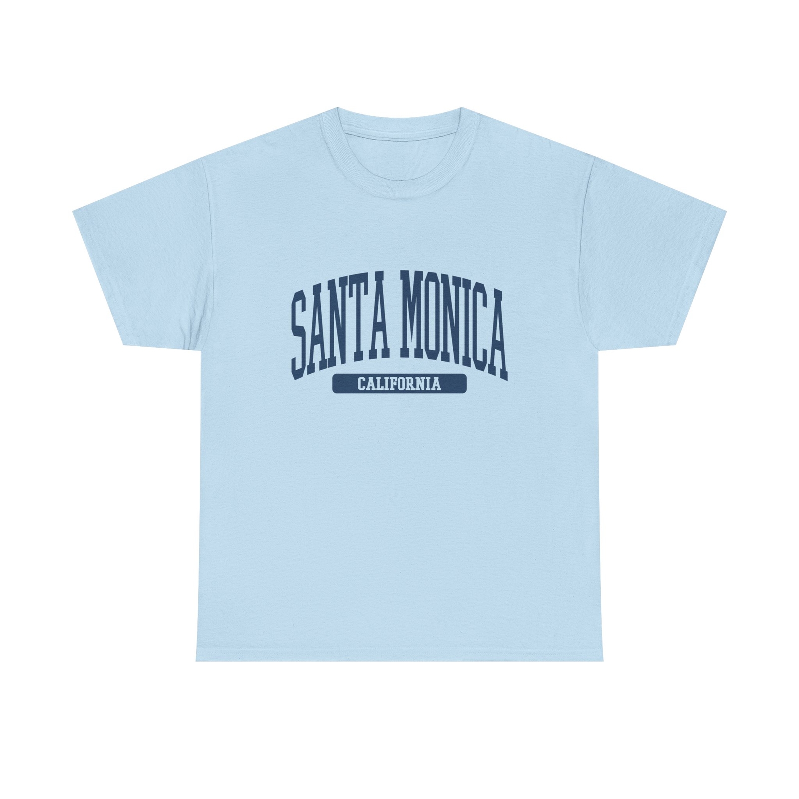 Santa Monica Beach California Souvenir Simple Vintage T-Shirt Light Blue
