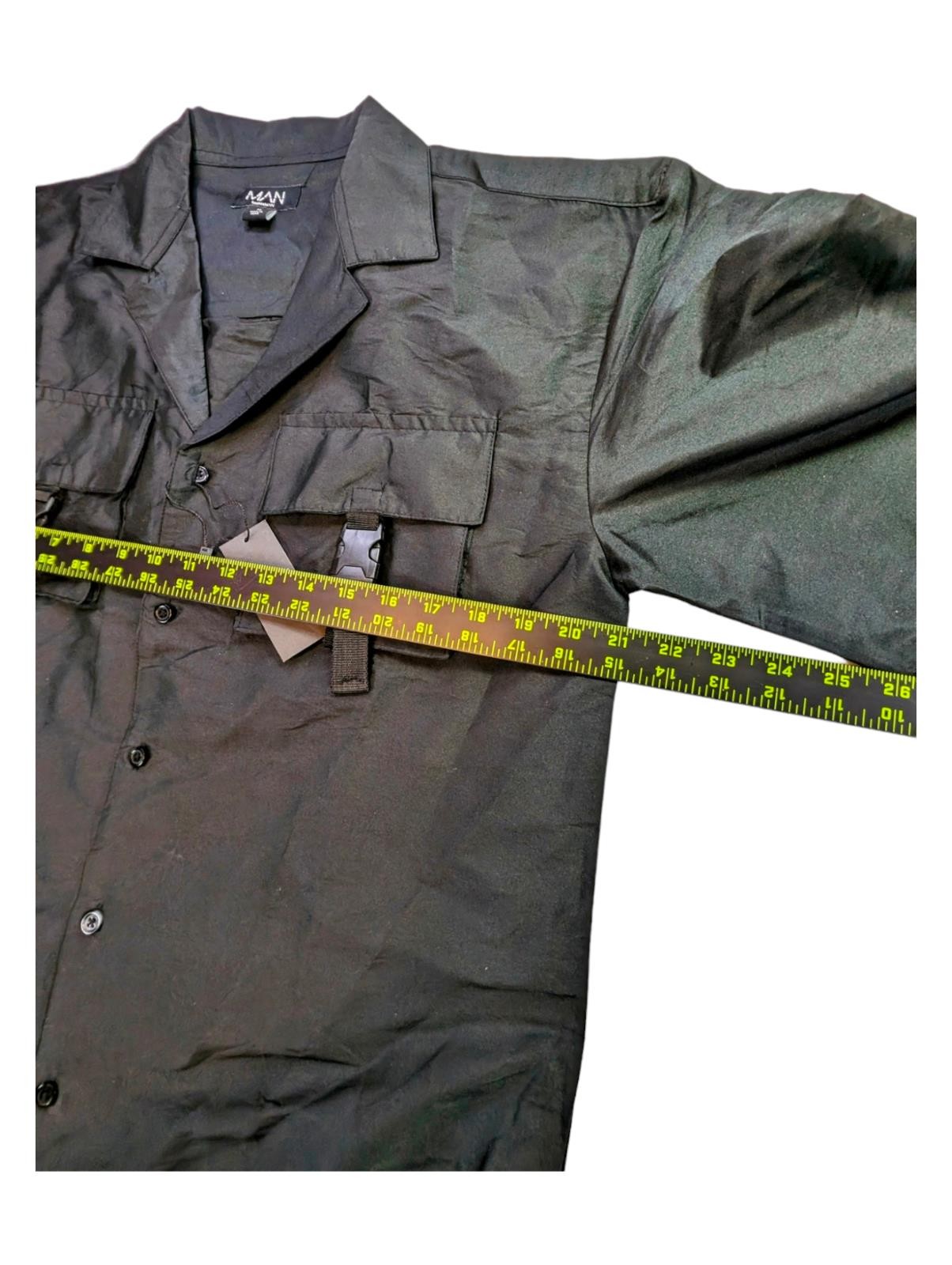 Boohooman SHORT SLEEVE REVERE UTILITY SHIRT Black Medium