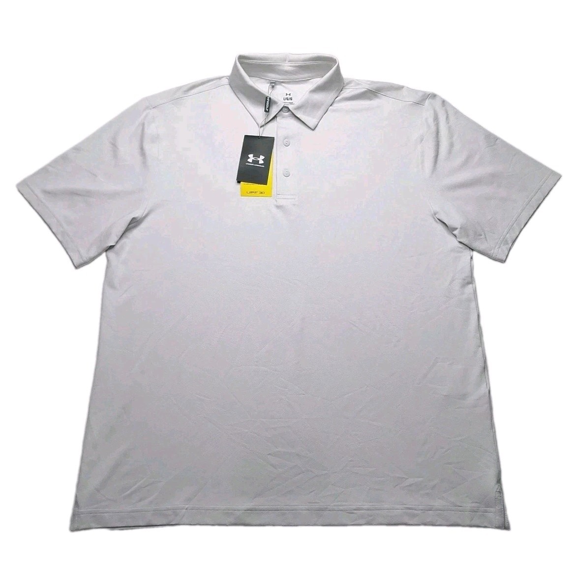 Under Armour Polo Shirt Mens Large UPF 30 Anti Odor Golf Performance Silver