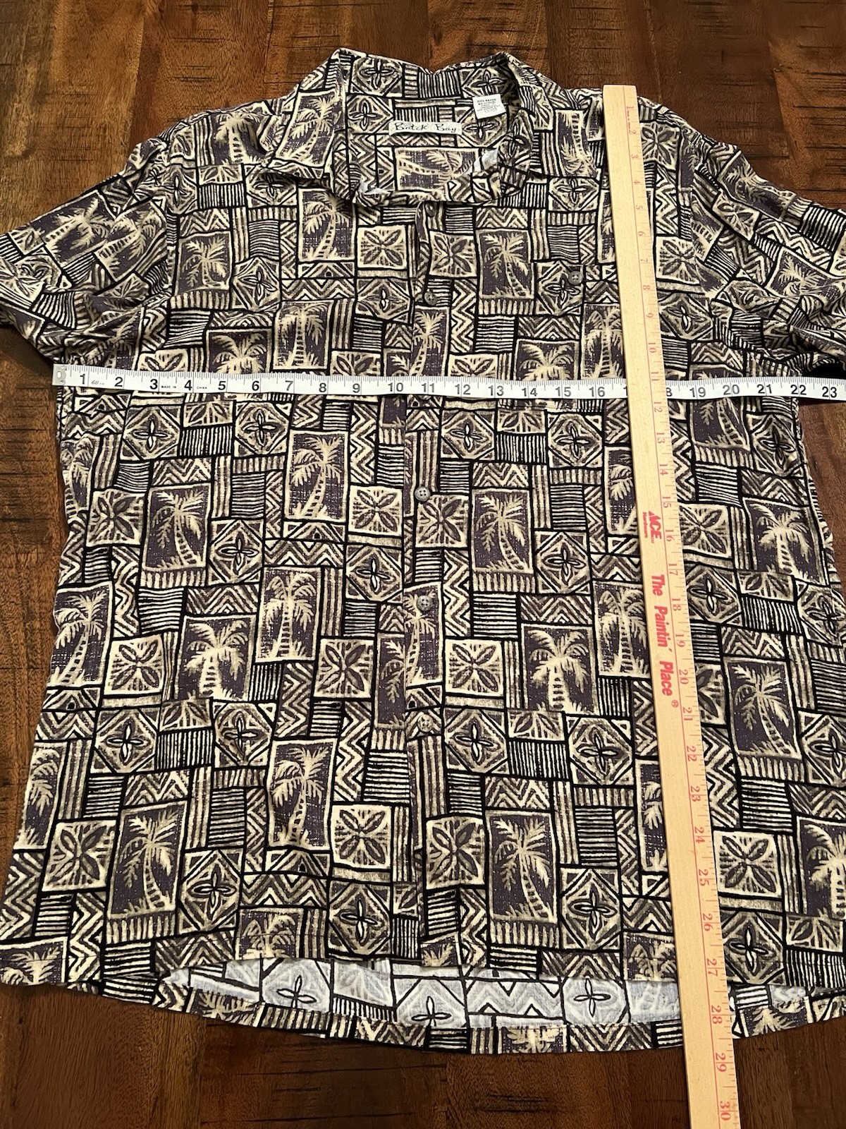Batik Bay Hawaiian Camp Shirt Men’s Large Palm Tree Rayon Tropical Resort