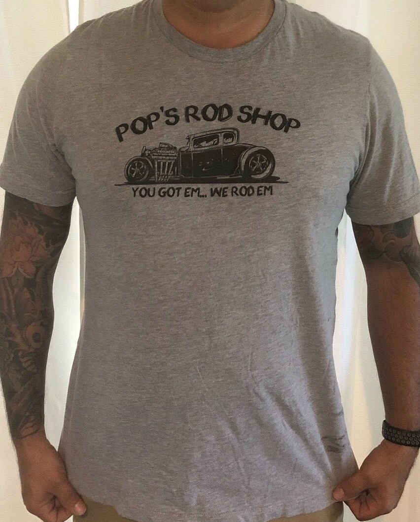 HOT ROD RAT ROD TSHIRT POPS ROD SHOP TSHIRT….GREAT FATHER’S DAY GIFT