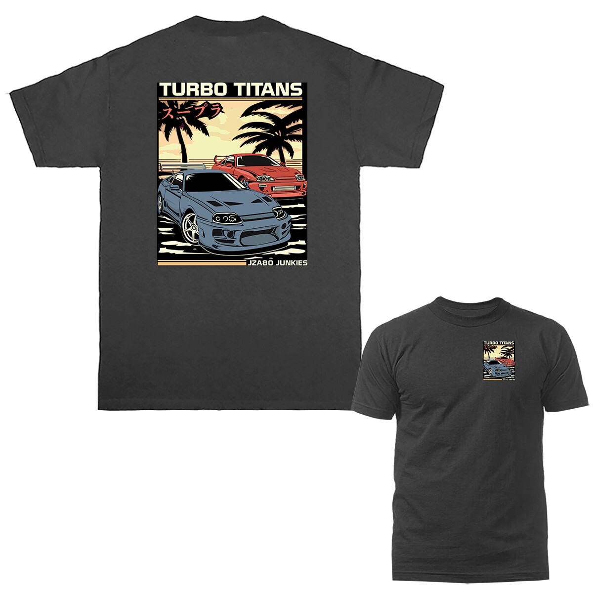 Fast and Furious Two Cars Imported Tuned Custom JDM Sports Car T-shirt