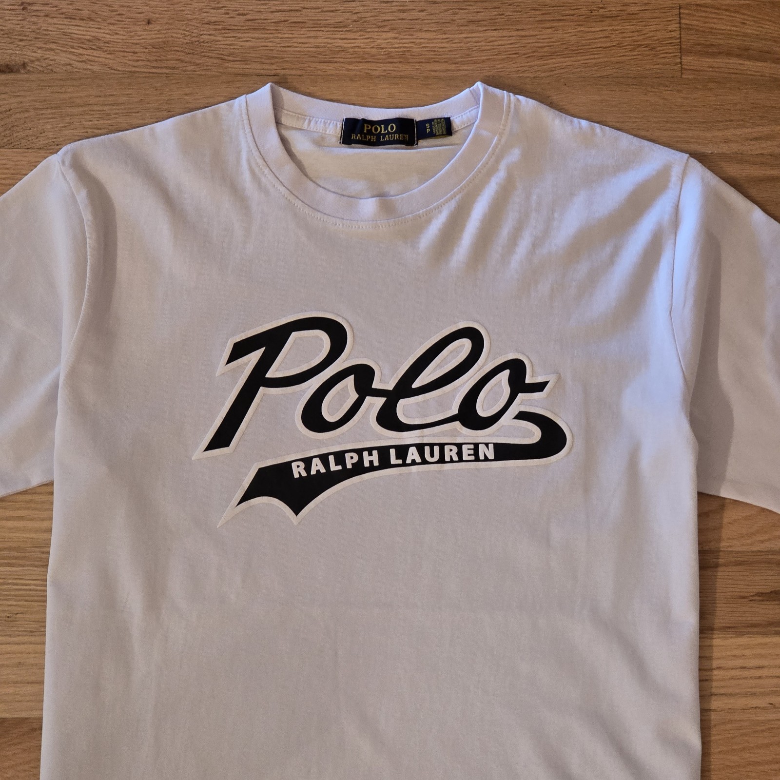Polo Ralph Lauren Men’s Custom Slim Fit T-Shirt Novelty Polo Swoosh Logo White