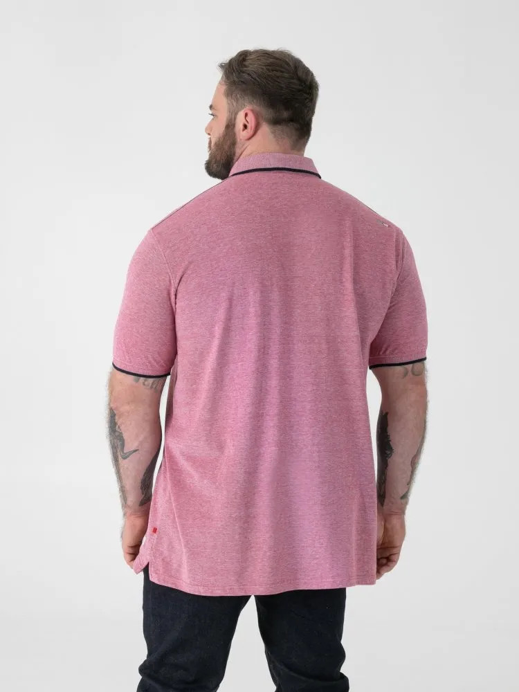 D555 Duke Big Mens Polo Shirt Red Pique Jacquard Trims 2XL-6XL 7XL 8XL (611901)