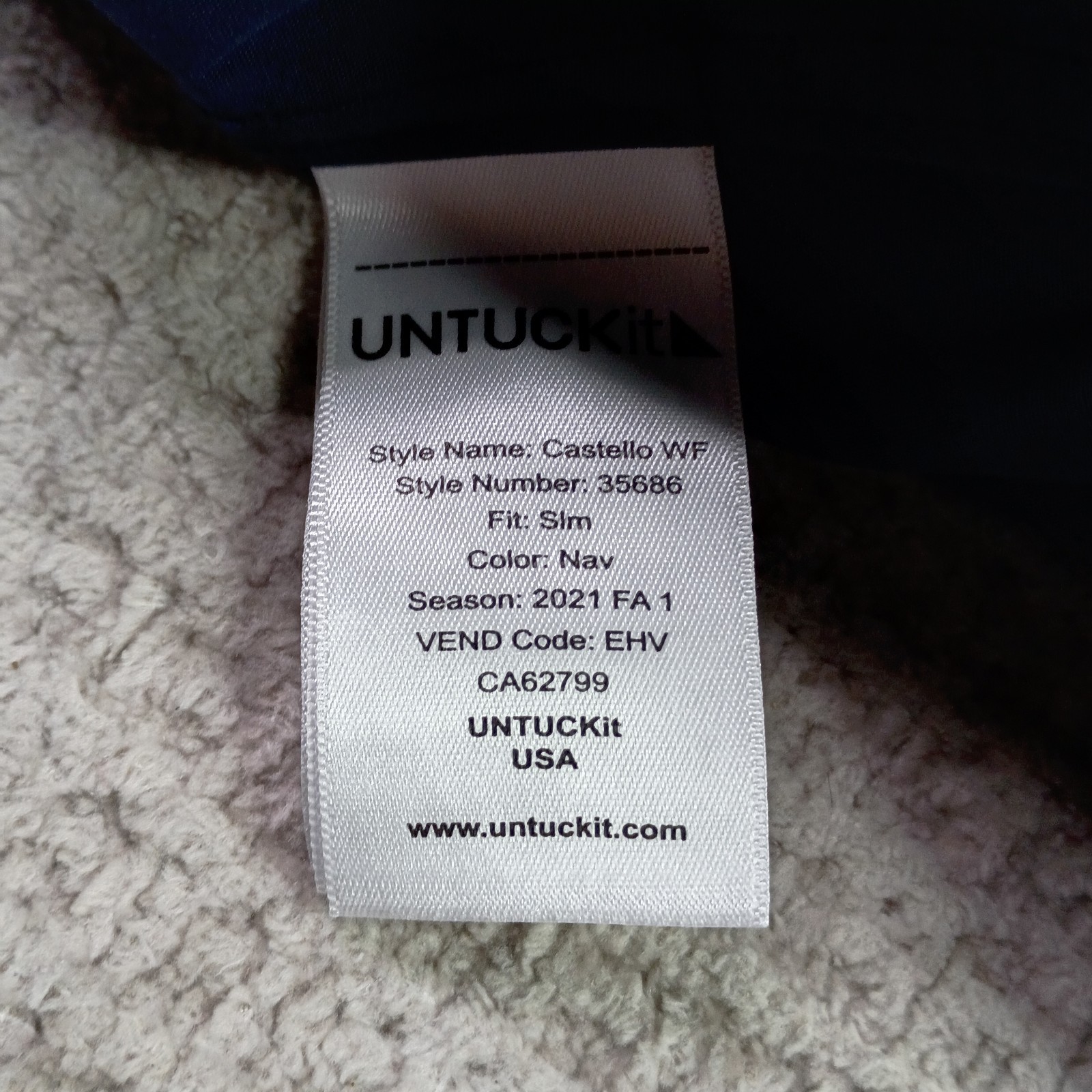UNTUCKit Castello Navy Blue Button Up Cotton Shirt Men’s NWT Size XXL Slim Fit