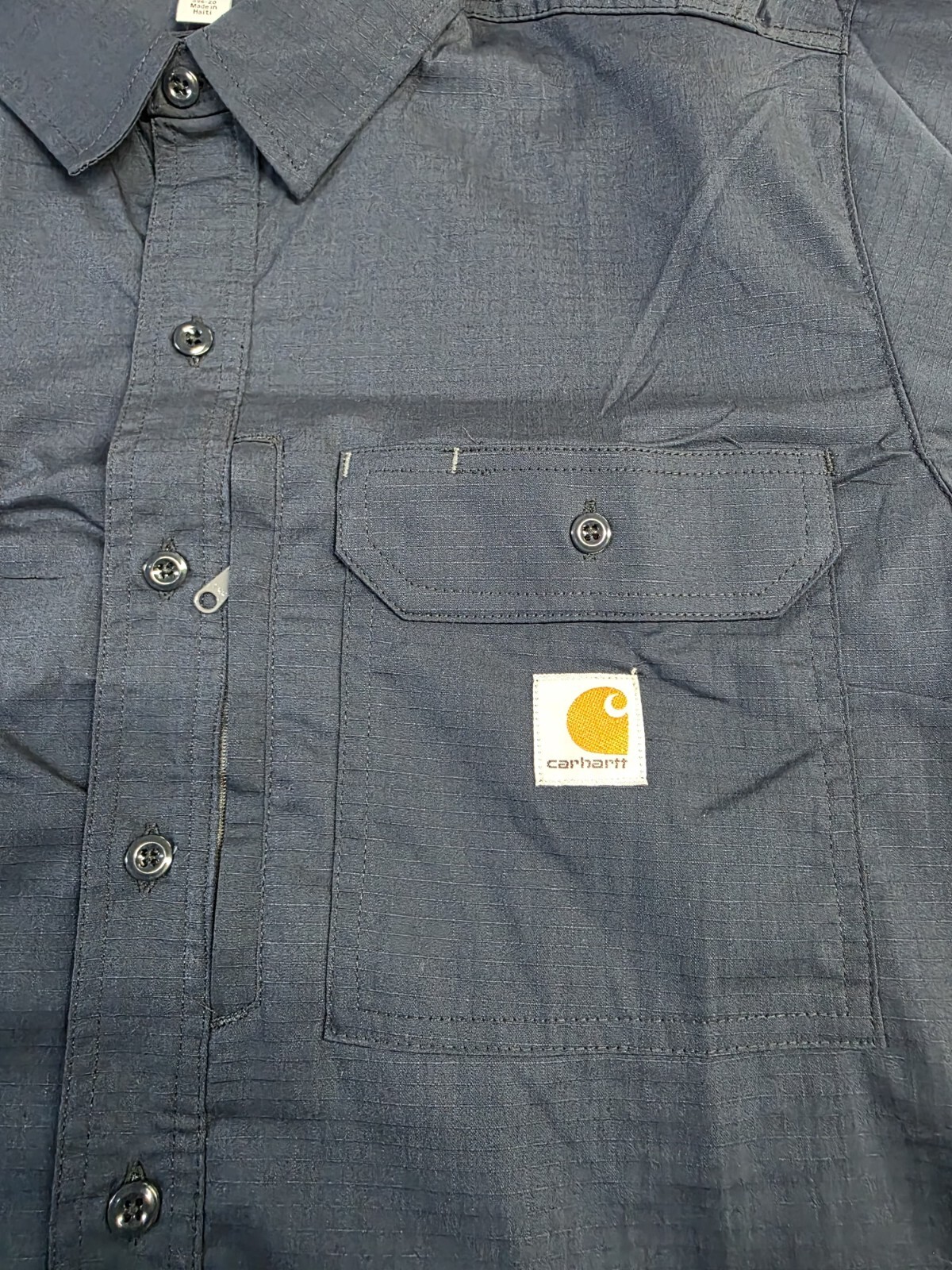 Carhartt Mens Long-Sleeve Button-Down Work Shirt, Navy