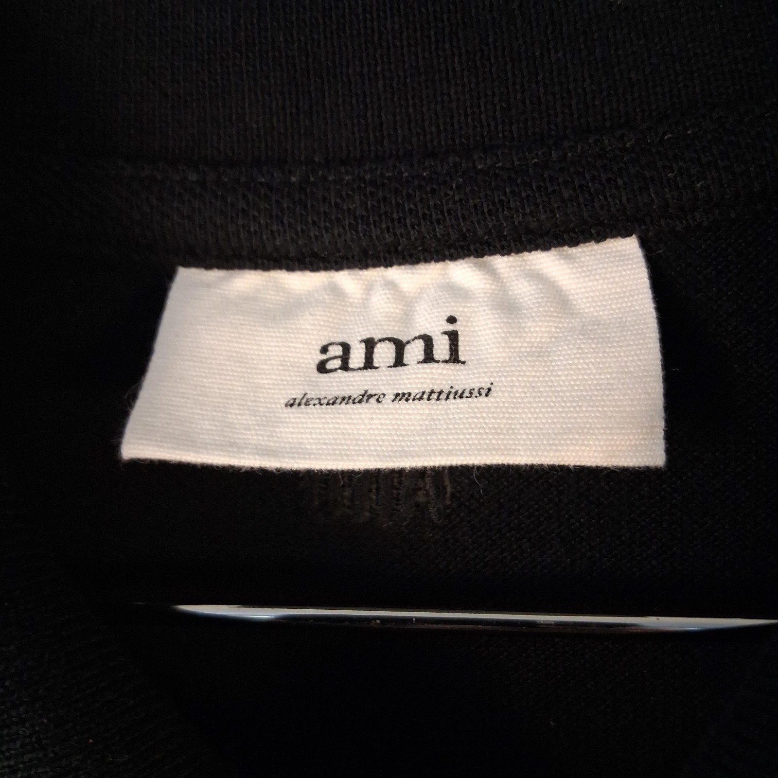 AMI Paris Men’s Large Black Polo Heart Logo Organic Cotton Made in Portugal NEW