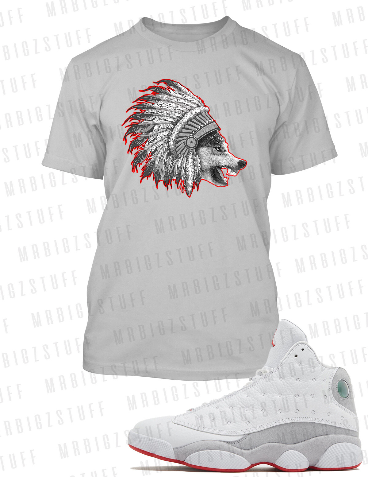 Chieftain Pro Club Shaka Graphic Animal Tee Shirt Match J13 Wolf Grey Big Tall T